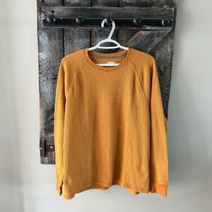 Women's Old Navy Long Sleeve Soft Wash Waffle Top Mustard Yellow